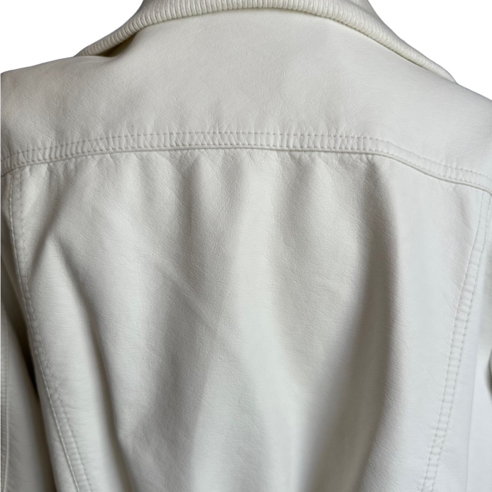 Louis Paris White Faux Leather Zip Up Bomber Jacket Size 2X - Picture 4 of 17